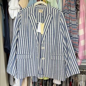 Nation Blue and White Striped Blazer
